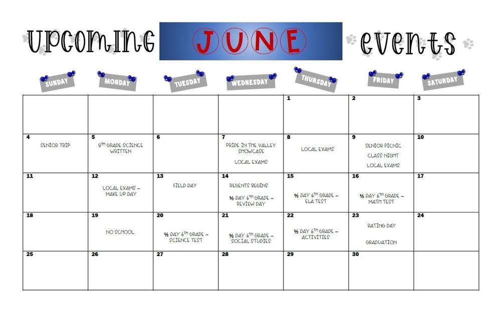 June  M/HS Calendar
